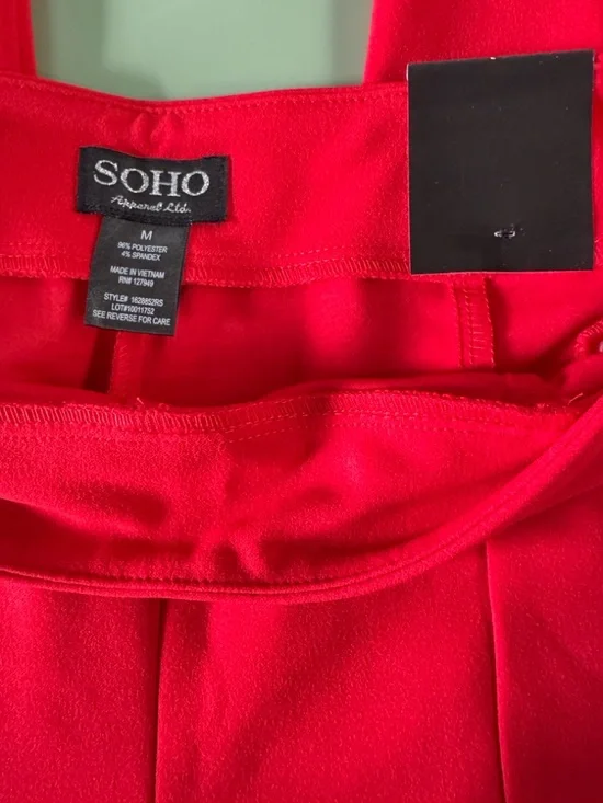 SOHO Apparel Red Slim Ankle Pants Zip Pocket Stretch Career Chic Size M NWT - Picture 8 of 13